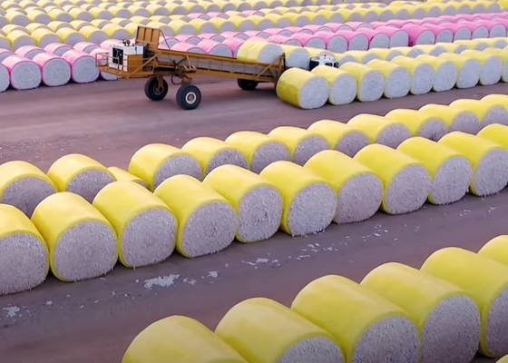 Film di avvolgimento in HDPE giallo di dimensioni 70um per raccoglitore di cotone CP770